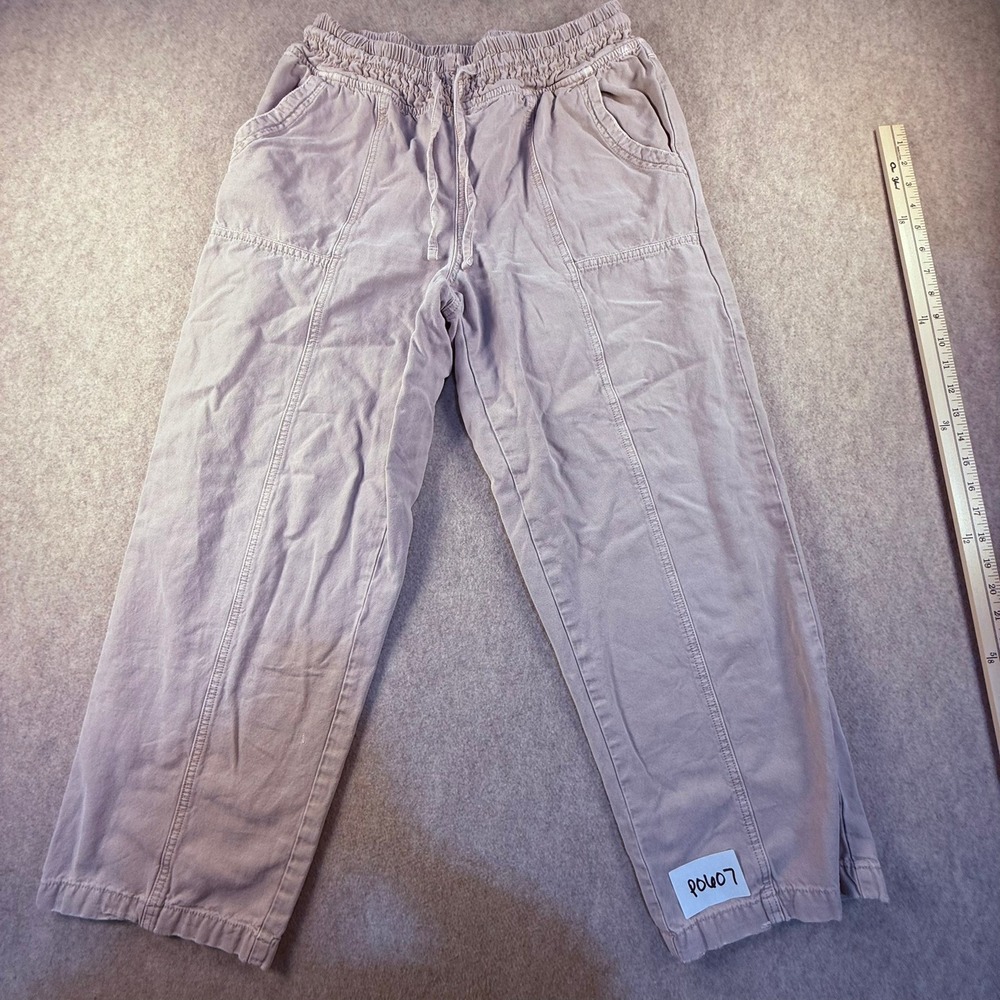 Aerie Mauve Tan High Waisted Utility Drawstring Pants Size Medium Relaxed Canvas